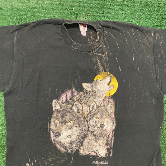 Alaska Wolf Moon Vintage 90s Nature Animals T-Shirt