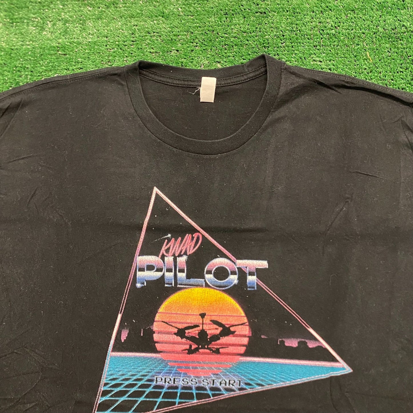 Drone Pilot Neon Matrix Cyberpunk Digital T-Shirt