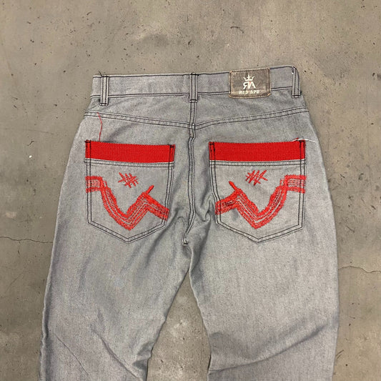 Vintage Y2K Embroidered Essential Gray Denim Jeans