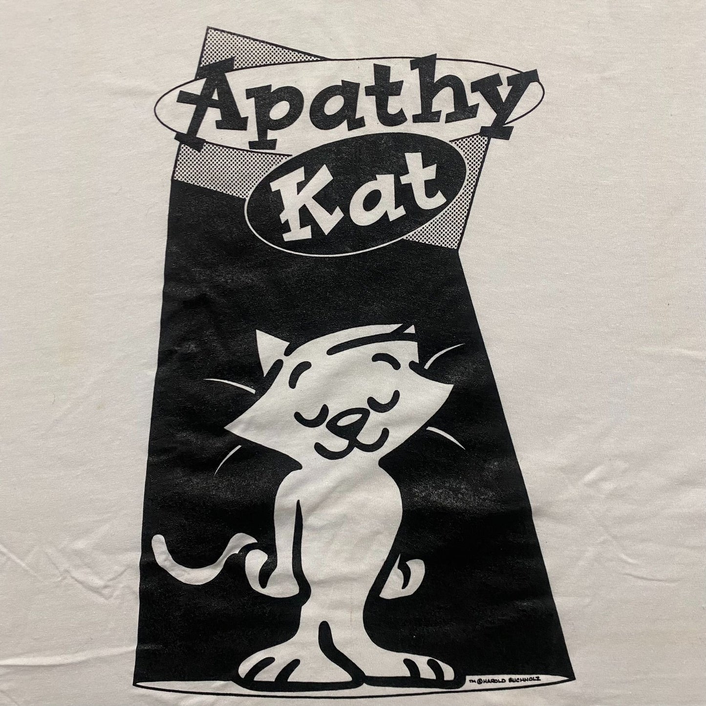 Vintage 90s Apathy Cat Shirt White Cartoon Comic Tee