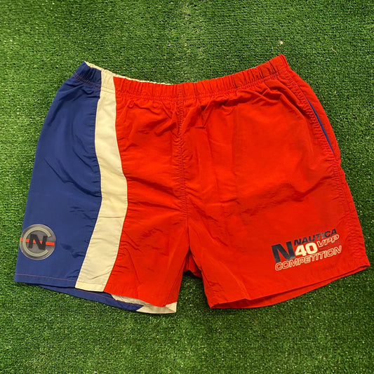 Nautica Competition Swimwear Striped Swim Trunks Shorts