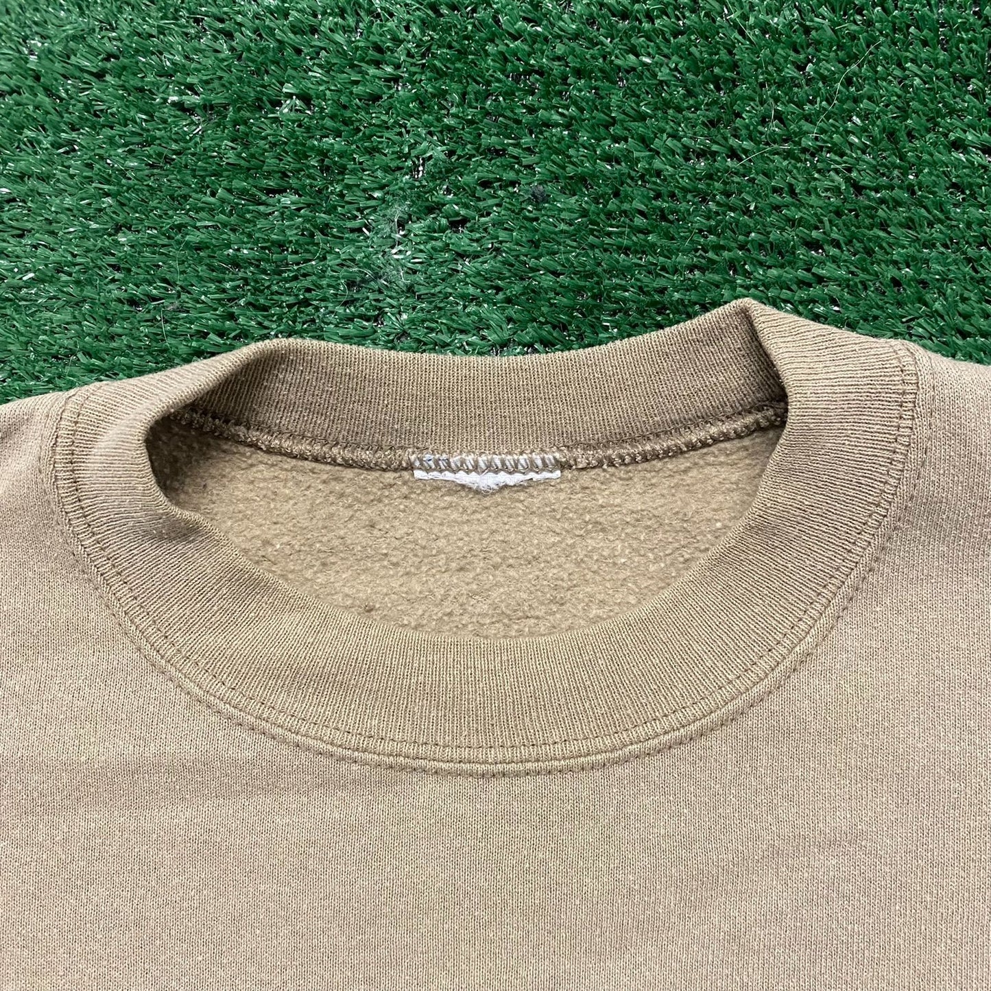 Vintage 90s Beige Off White Plain Tonal Crewneck Sweatshirt