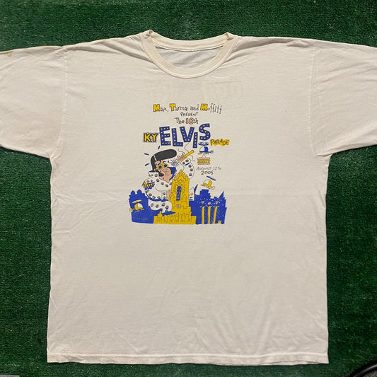 Vintage Y2K Elvis Parade Kentucky Funny Comic Rock Band Tee