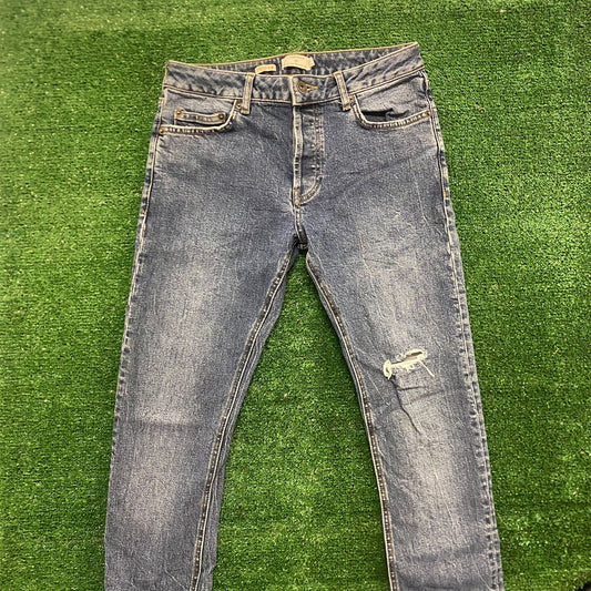 Topman Distressed Vintage Stretch Slim Denim Jeans Pants