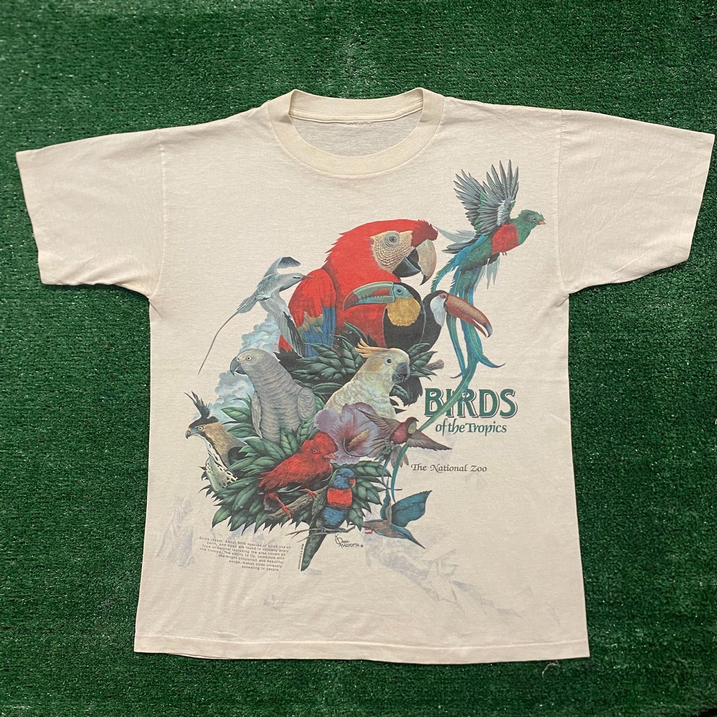 Vintage 90s Tropical Birds Single Stitch Nature Art T-Shirt