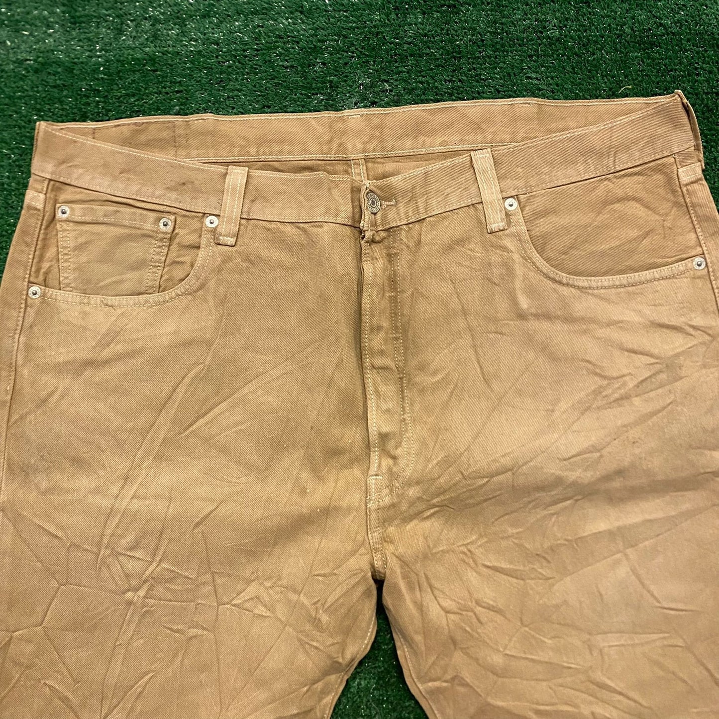 Levi's 501 Straight Fit Vintage Tan Denim Jeans Work Pants