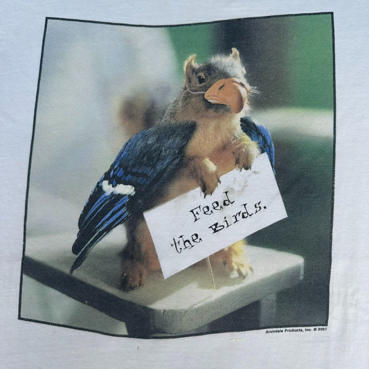 Vintage Y2K Feed The Birds T-Shirt Nature Humor Gorpcore Wildlife White L