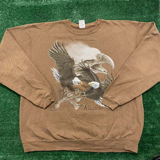 Vintage 90s Alaska Nature Art Tonal Baggy Animals Sweatshirt