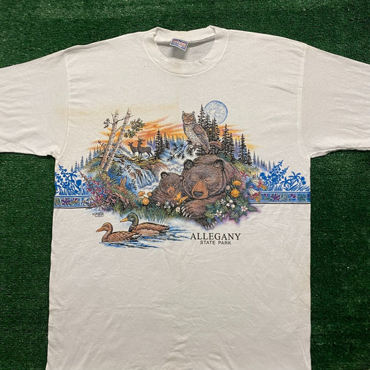 Vintage 90s Nature Landscape Art Single Stitch T-Shirt