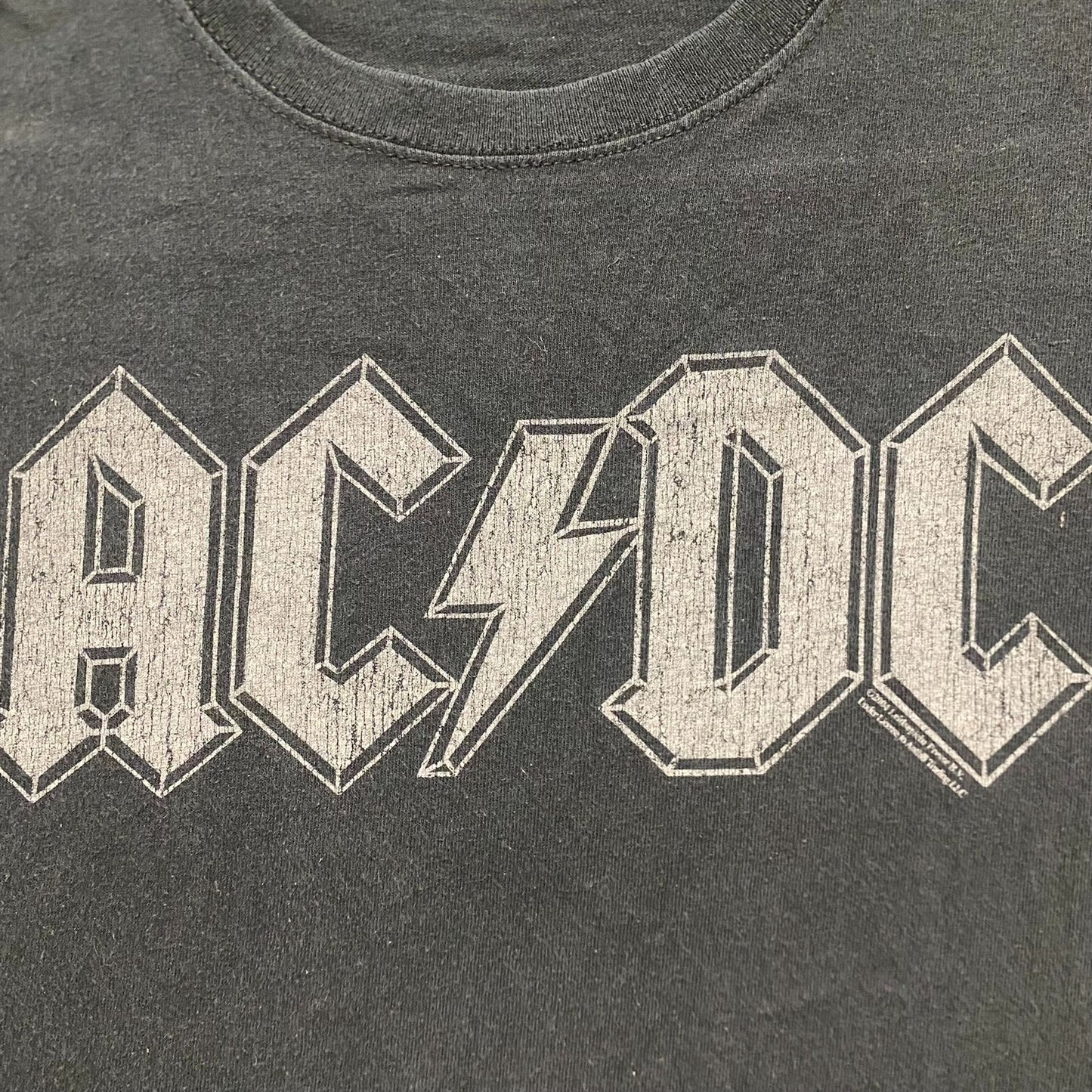 Vintage Y2K AC/DC Rock Band Spell Out Logo Sun Faded Tee
