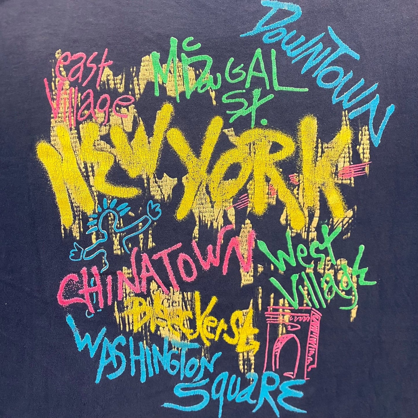 Vintage 90s New York Graffiti Single Stitch Sun Faded Tee