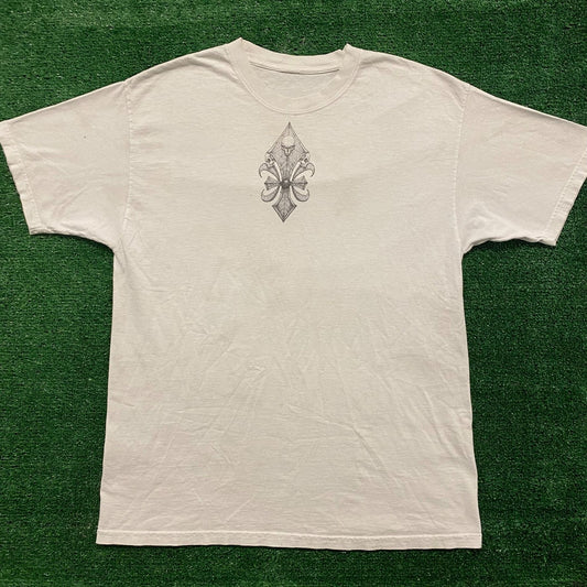 Skulls Fleur Wings Vintage Gothic Punk Biker T-Shirt