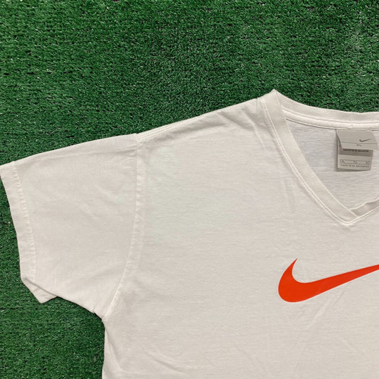 Vintage Y2K Nike Center Swoosh Big Logo White Athletic Tee