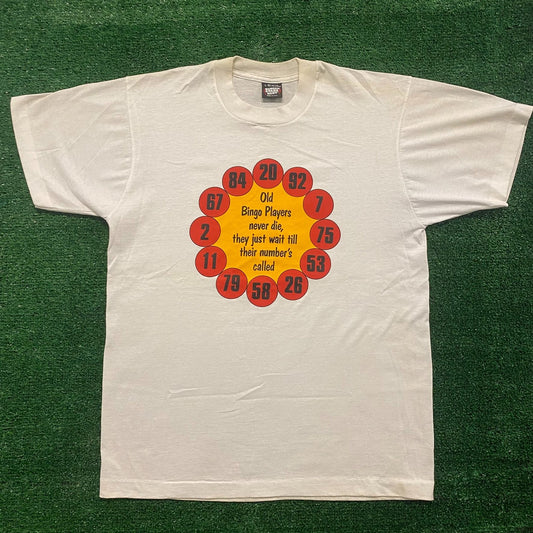 Old Bingo Players Vintage 90s Elderly Senior Humor T-Shirt