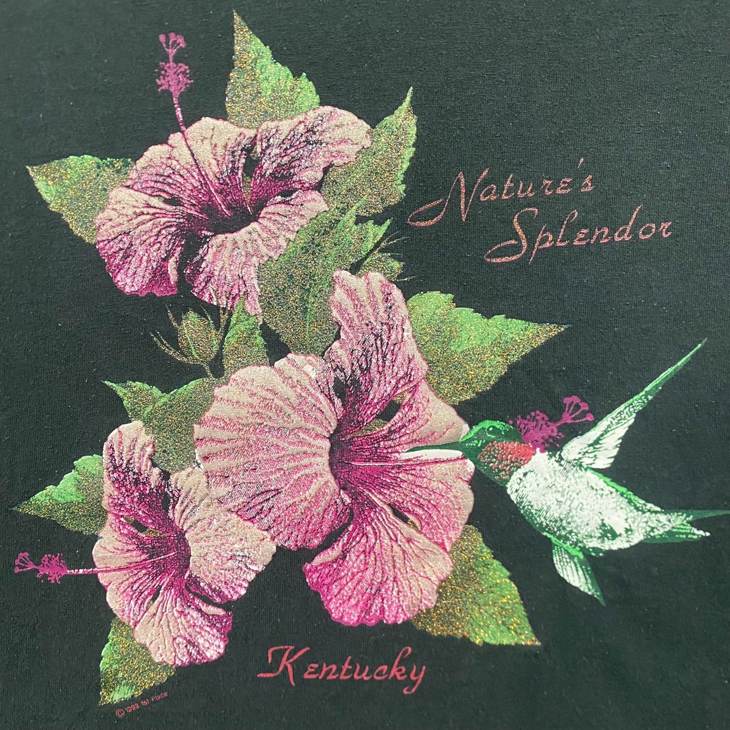 Vintage 80s Kentucky Pink Flower Nature Art Single Stitch Tee
