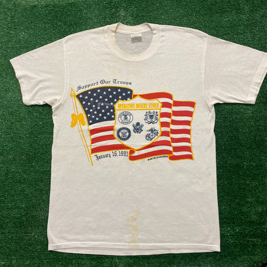 Vintage 90s Iraq War Troops Single Stitch Military T-Shirt
