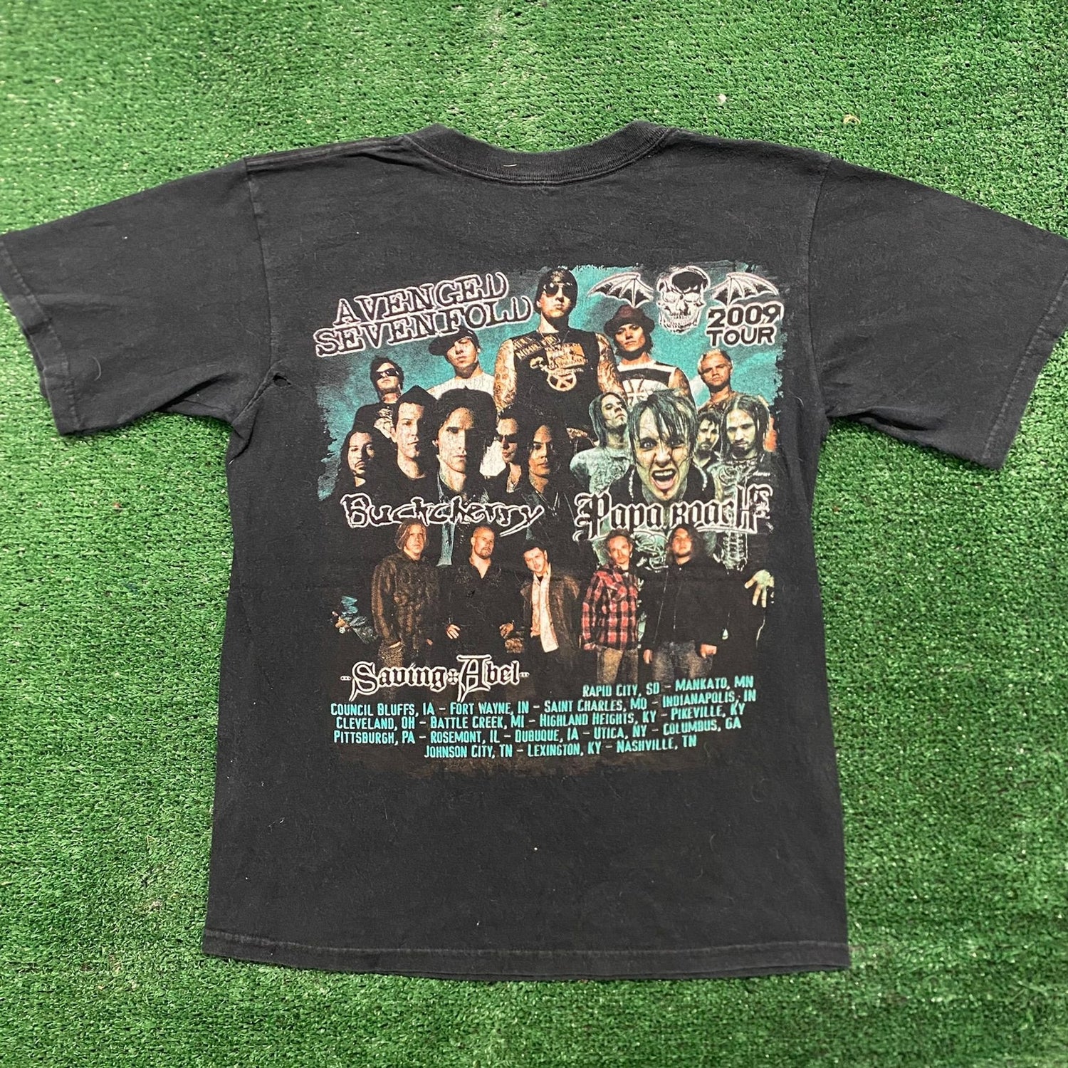 Avenged Skull T-Shirt Band Thrift Metal Agent Sevenfold – Y2K Goth Vintage
