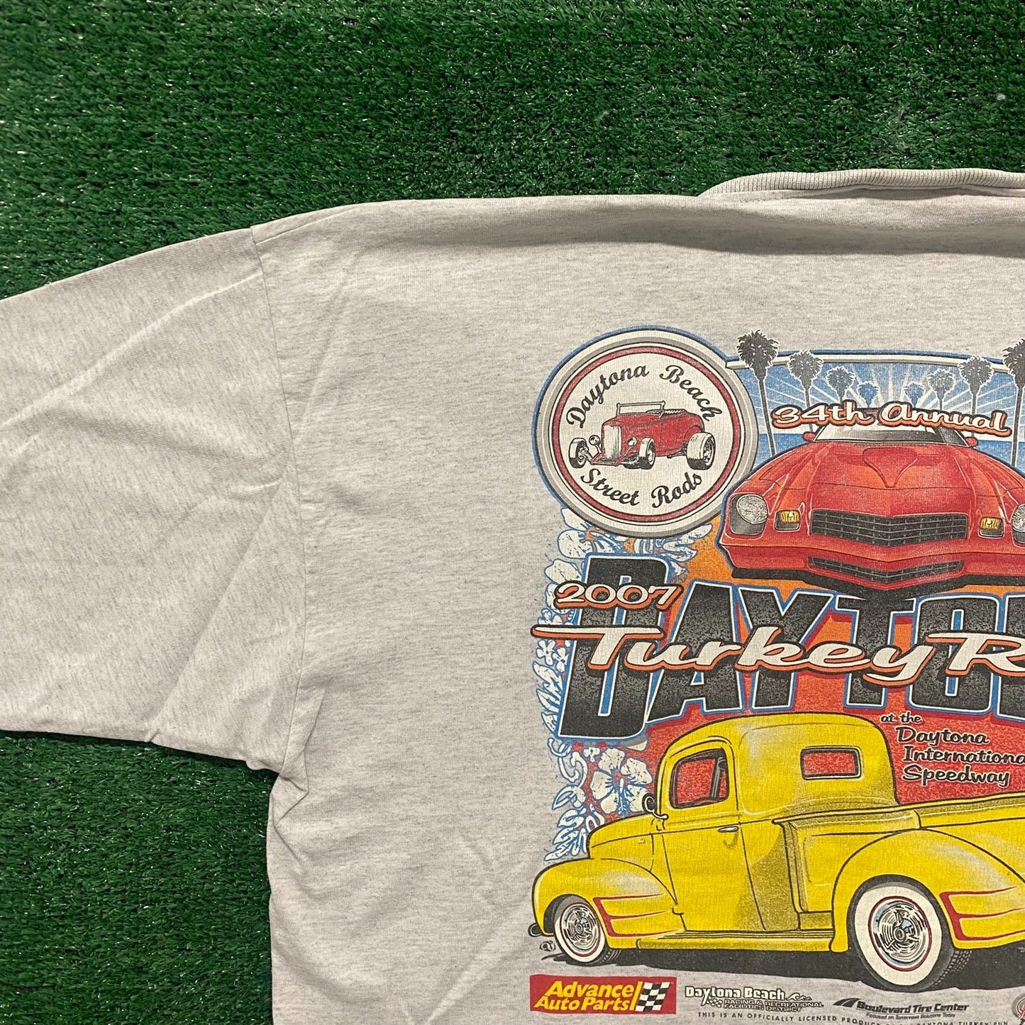 Vintage Y2K Daytona Hot Rods Shirt Turkey Run Racing Tee