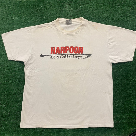 Vintage 90s Essential Harpoon Lager Beer Single Stitch Tee