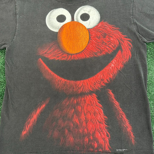 Vintage 90s Elmo Shadow Big Print T-Shirt Single Stitch Grunge Punk Black S
