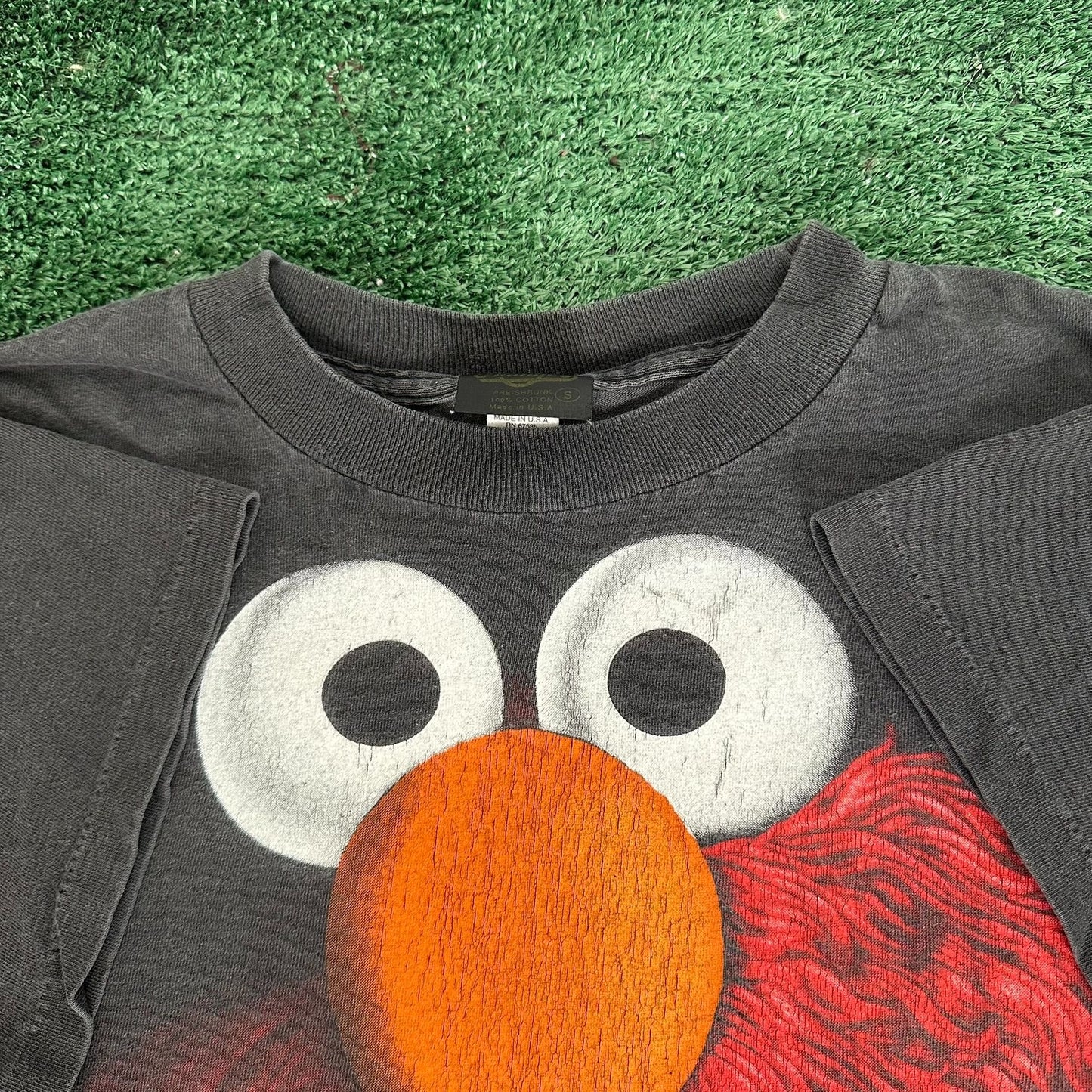 Vintage 90s Elmo Shadow Big Print T-Shirt Single Stitch Grunge Punk Black S