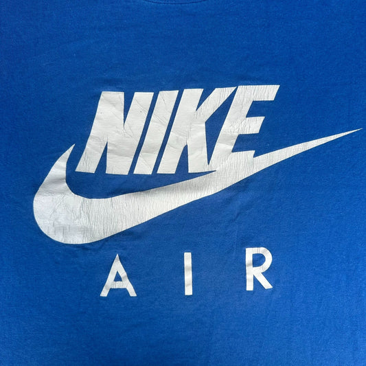 Vintage 80s Nike Air Big Swoosh T-Shirt Blue XL Single Stitch Streetwear Athletic