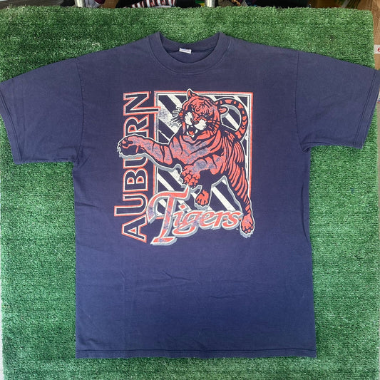 Vintage 90s Russell Auburn Tigers T-Shirt Navy XL NCAA Collegiate University