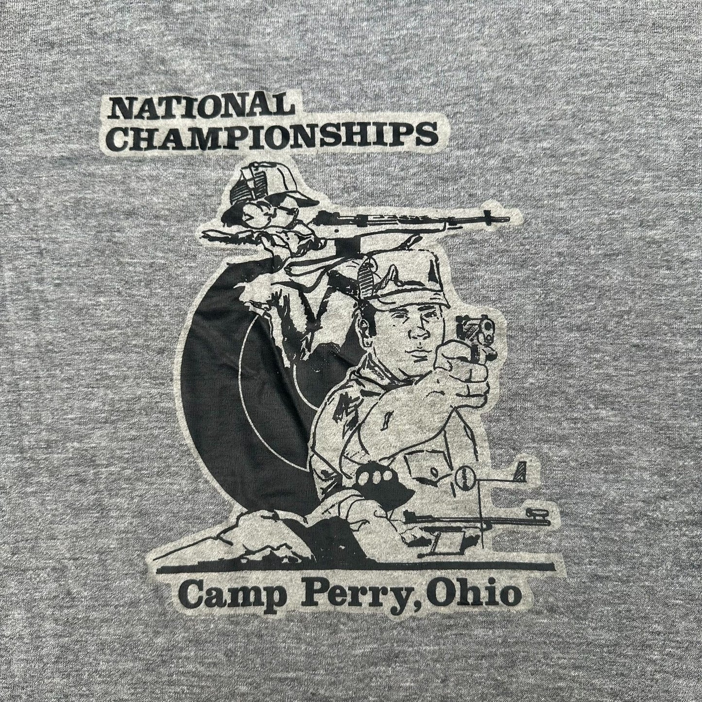 Vintage 70s Camp Perry Shooting Championship Ringer T-Shirt Paper Thin Soft S/M