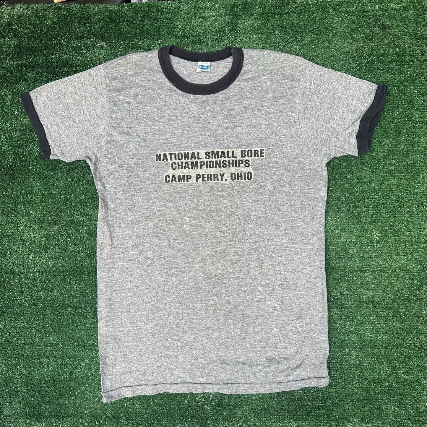 Vintage 70s Camp Perry Shooting Championship Ringer T-Shirt Paper Thin Soft S/M