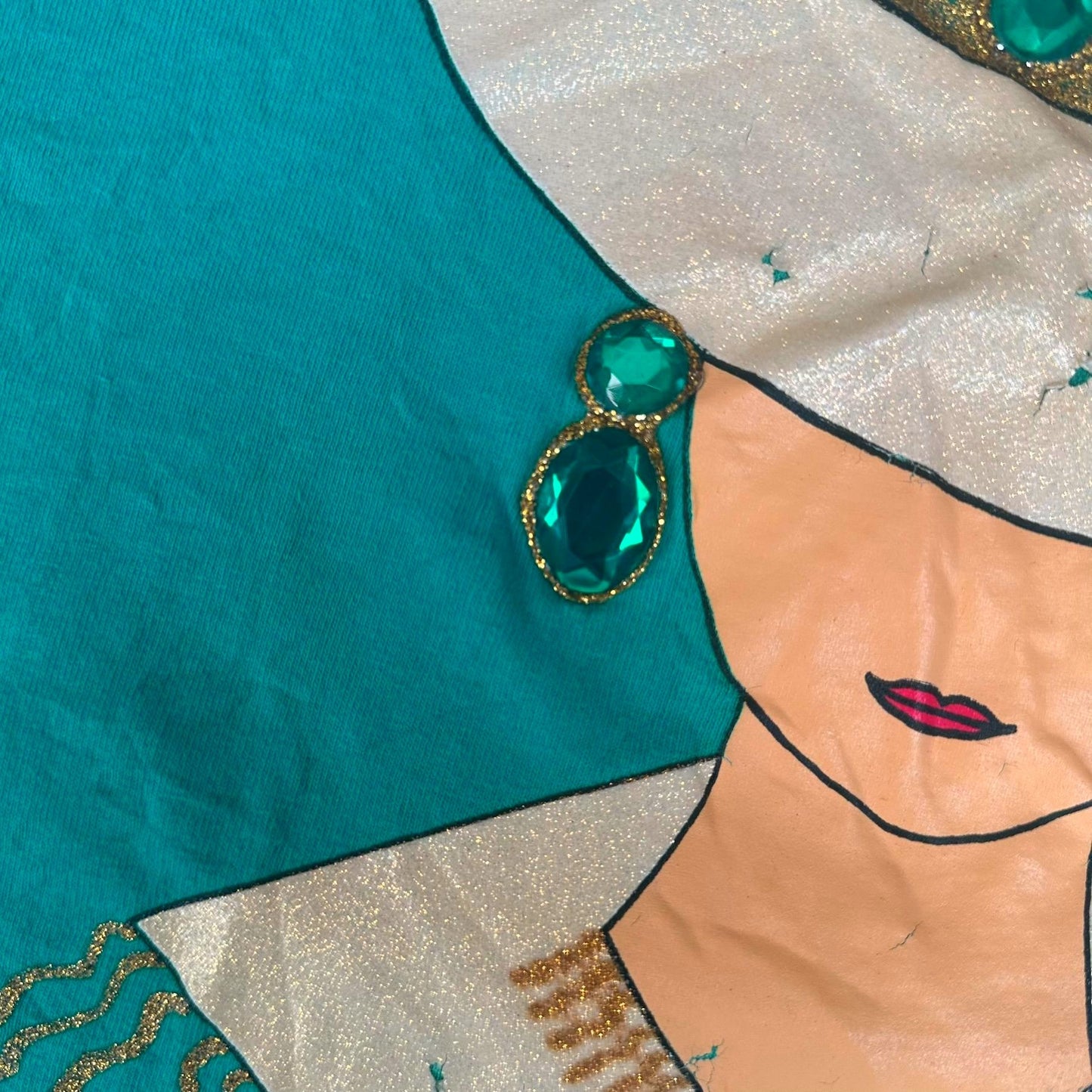 Vintage 90s Cowgirl Jeweled T-Shirt Turquoise L Single Stitch Western Boho