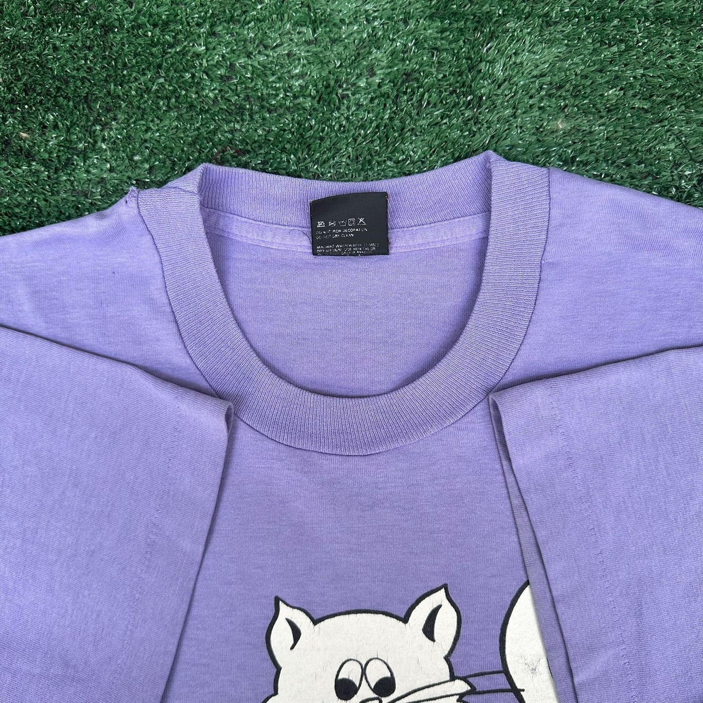 Vintage 90s Illinois Kittens T-Shirt Cute Animal Pastel Lavender Single Stitch L