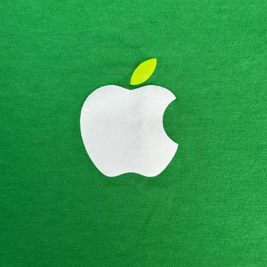 Vintage Y2K Apple Store Employee T-Shirt Geek Minimalist Tech Green Center Logo