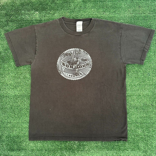 Vintage Y2K Bon Jovi Bounce Tour 2003 T-Shirt Black M Rock Band Tee Grunge Punk