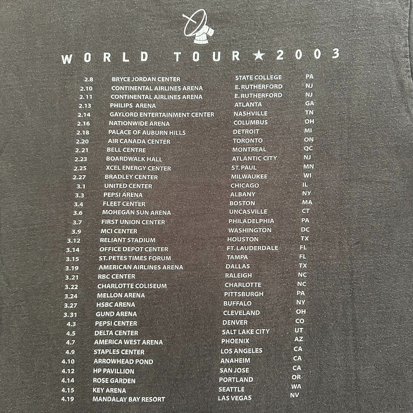 Vintage Y2K Bon Jovi Bounce Tour 2003 T-Shirt Black M Rock Band Tee Grunge Punk