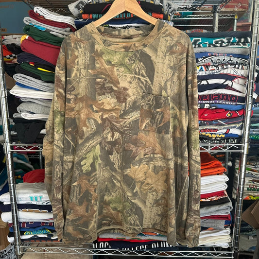 Vintage 90s Realtree Camo T-Shirt Long Sleeve Grunge Gorpcore Hunting Outdoor XL