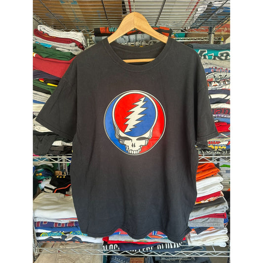 Vintage Y2K Grateful Dead Stealie Skull Band T-Shirt Grunge Deadhead Black L