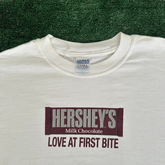 Vintage 90s Hershey's Chocolate Slogan T-Shirt Promo Humor Long Sleeve White XL