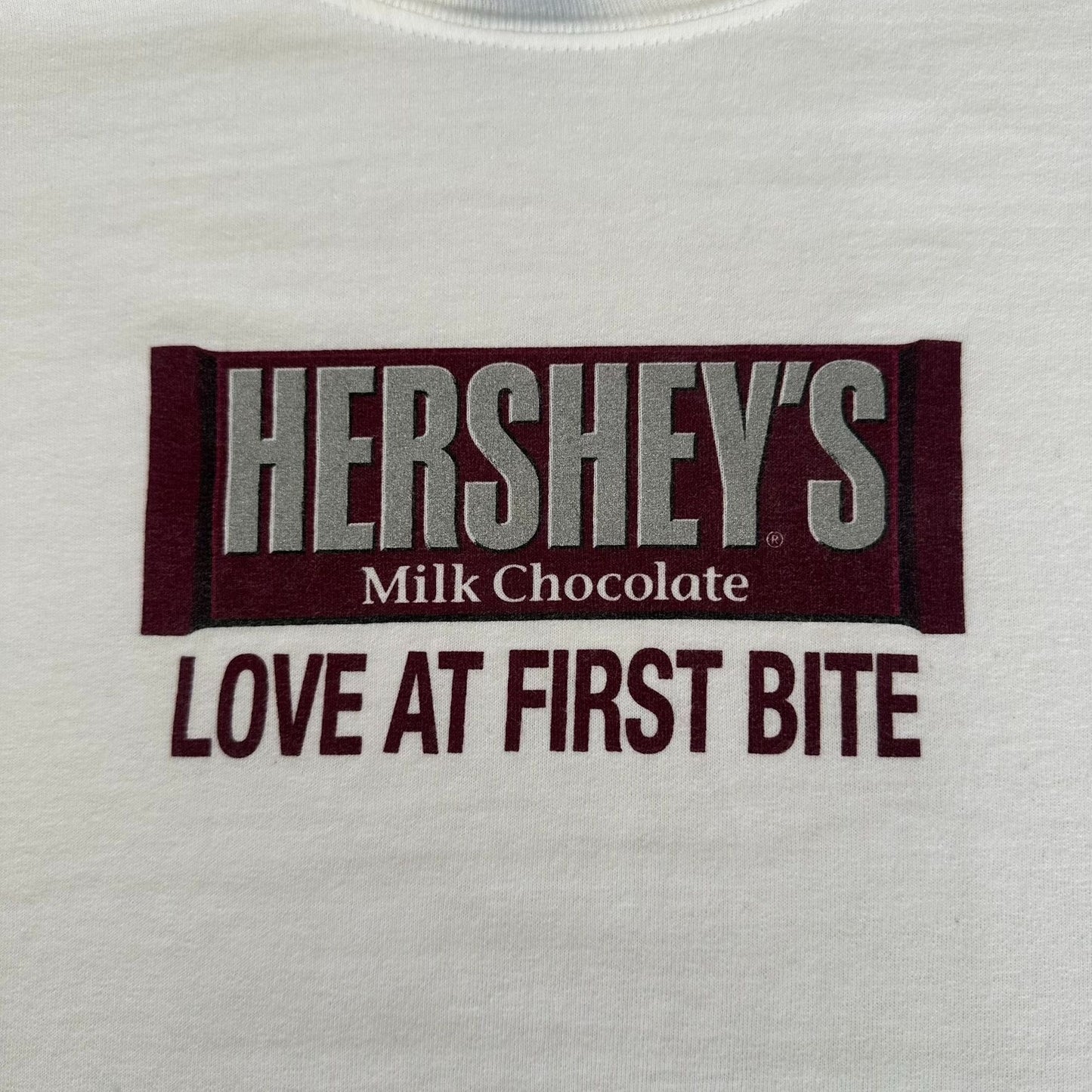 Vintage 90s Hershey's Chocolate Slogan T-Shirt Promo Humor Long Sleeve White XL