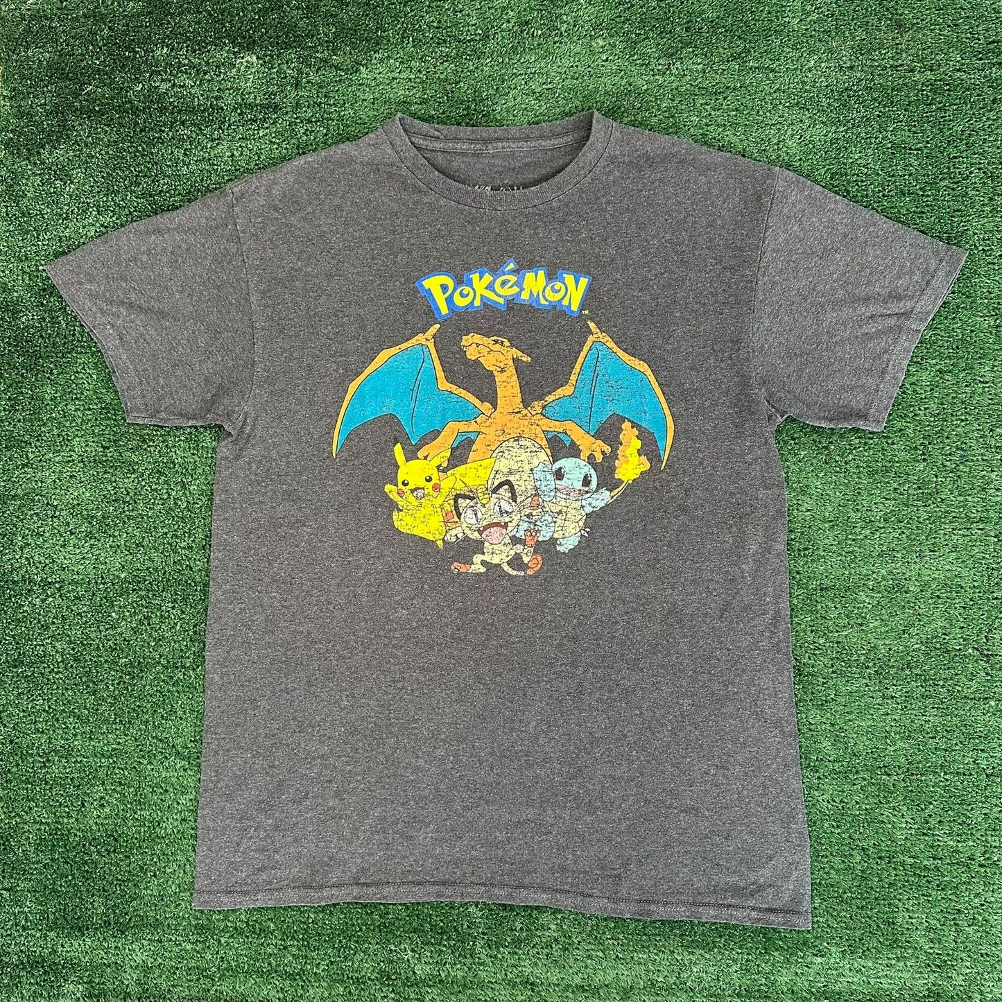 Nintendo Pokemon Pikachu Charizard T-Shirt Retro Gamer Gray M Streetwear Kanto