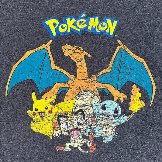 Nintendo Pokemon Pikachu Charizard T-Shirt Retro Gamer Gray M Streetwear Kanto