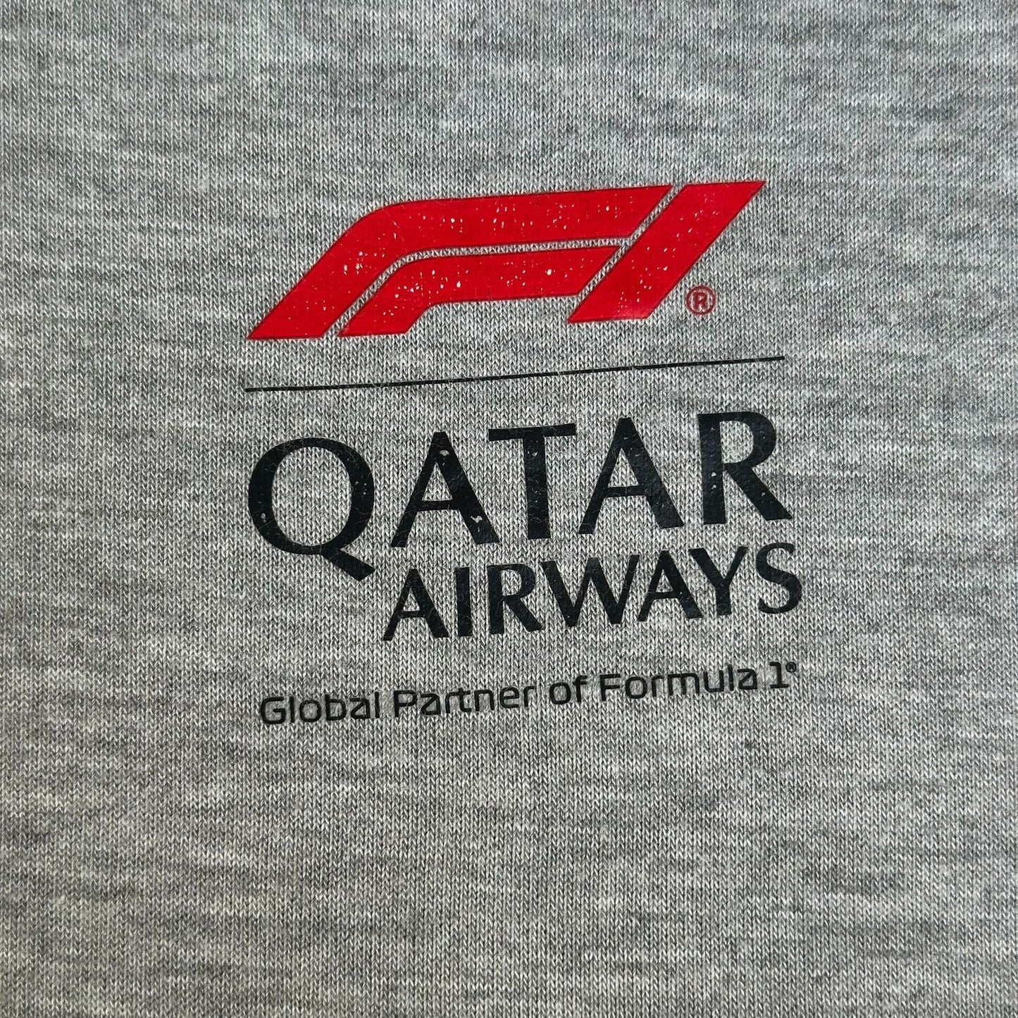 F1 Formula 1 Qatar Airways Henley T-Shirt Long Sleeve Gray XL Motorsport Grunge