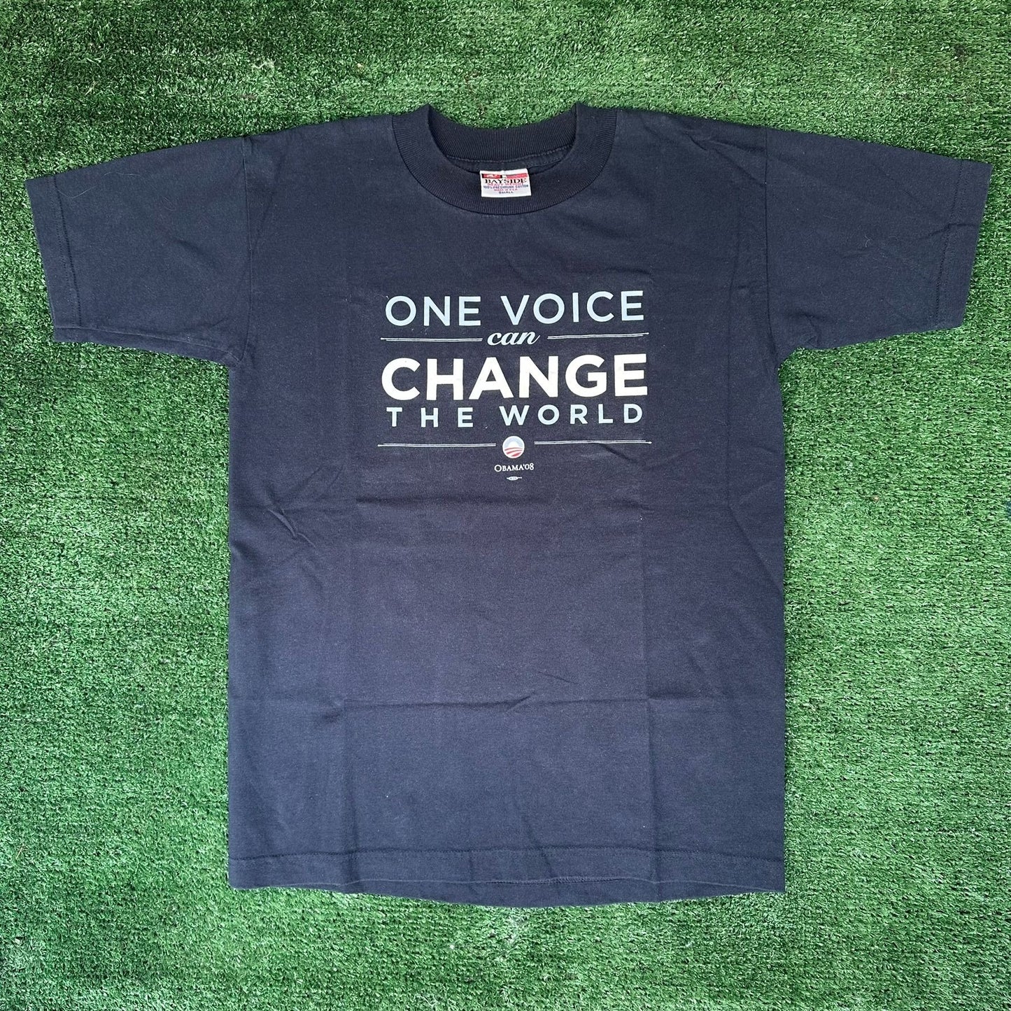 Vintage Y2K Barack Obama One Voice T-Shirt Navy Political Campaign Inspirational