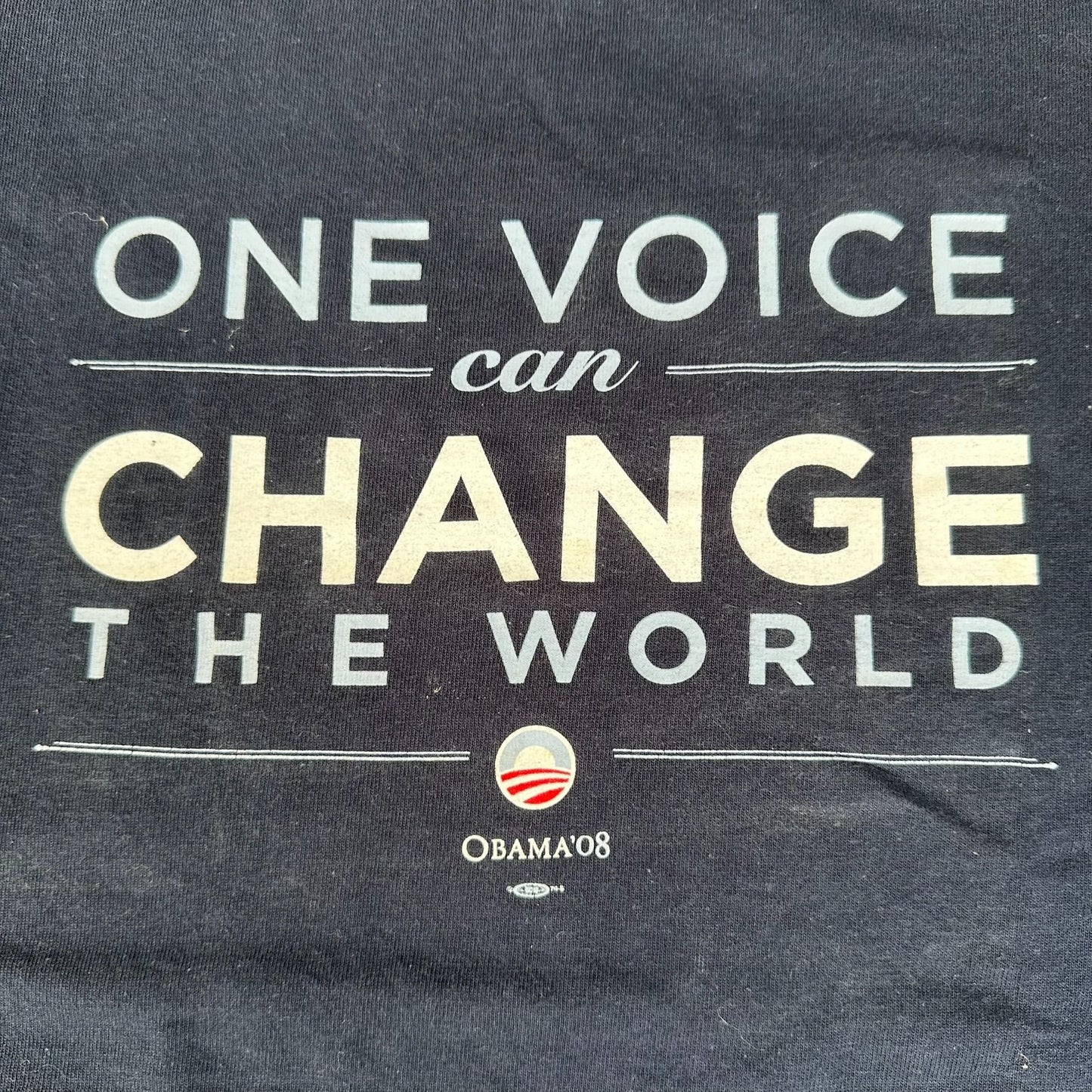 Vintage Y2K Barack Obama One Voice T-Shirt Navy Political Campaign Inspirational