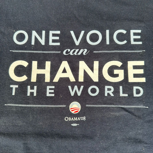 Vintage Y2K Barack Obama One Voice T-Shirt Navy Political Campaign Inspirational