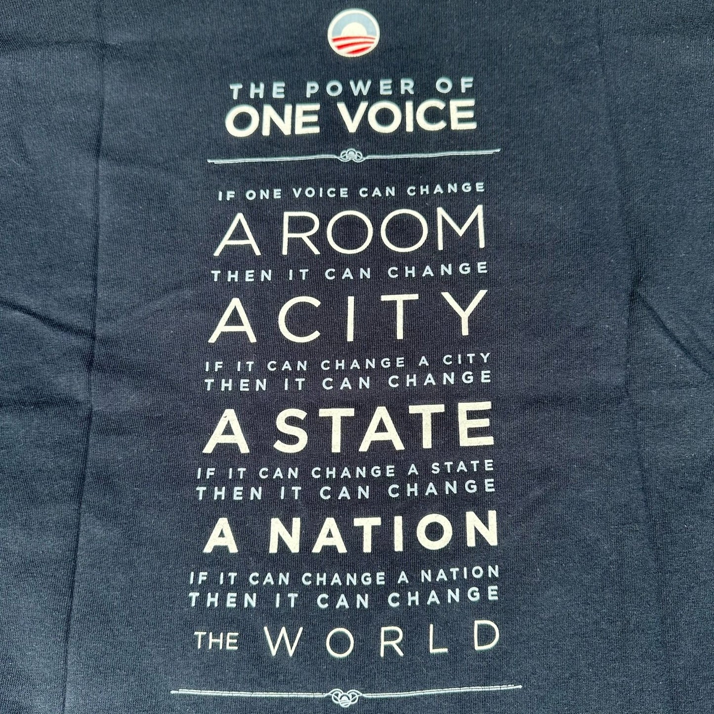 Vintage Y2K Barack Obama One Voice T-Shirt Navy Political Campaign Inspirational