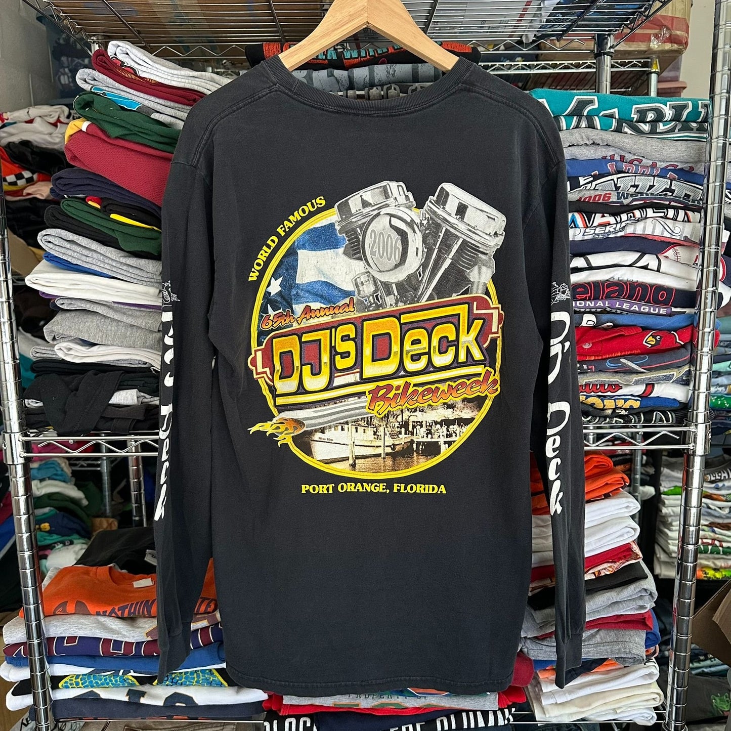 Vintage Y2K Bike Week Florida T-Shirt Long Sleeve Moto Grunge Black M Streetwear
