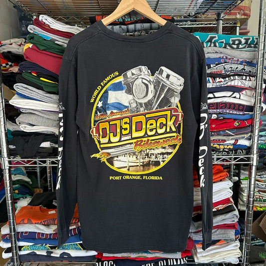Vintage Y2K Bike Week Florida T-Shirt Long Sleeve Moto Grunge Black M Streetwear