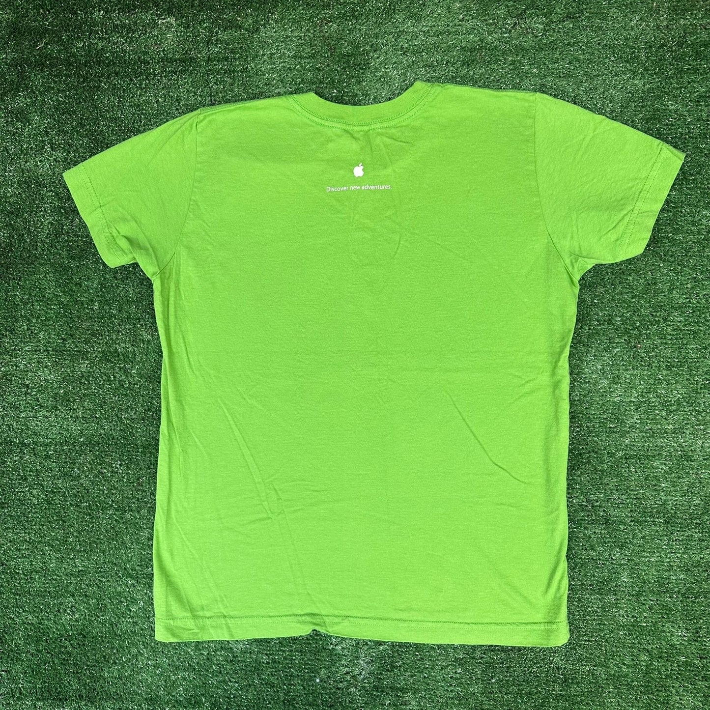 Vintage Y2K Apple Camp Adventures T-Shirt Lime Green Education Rare Tech Promo