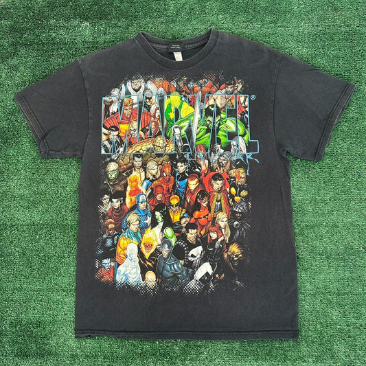 Vintage Y2K Mad Engine Marvel Comics T-Shirt Civil War Big Print Black M Kidcore