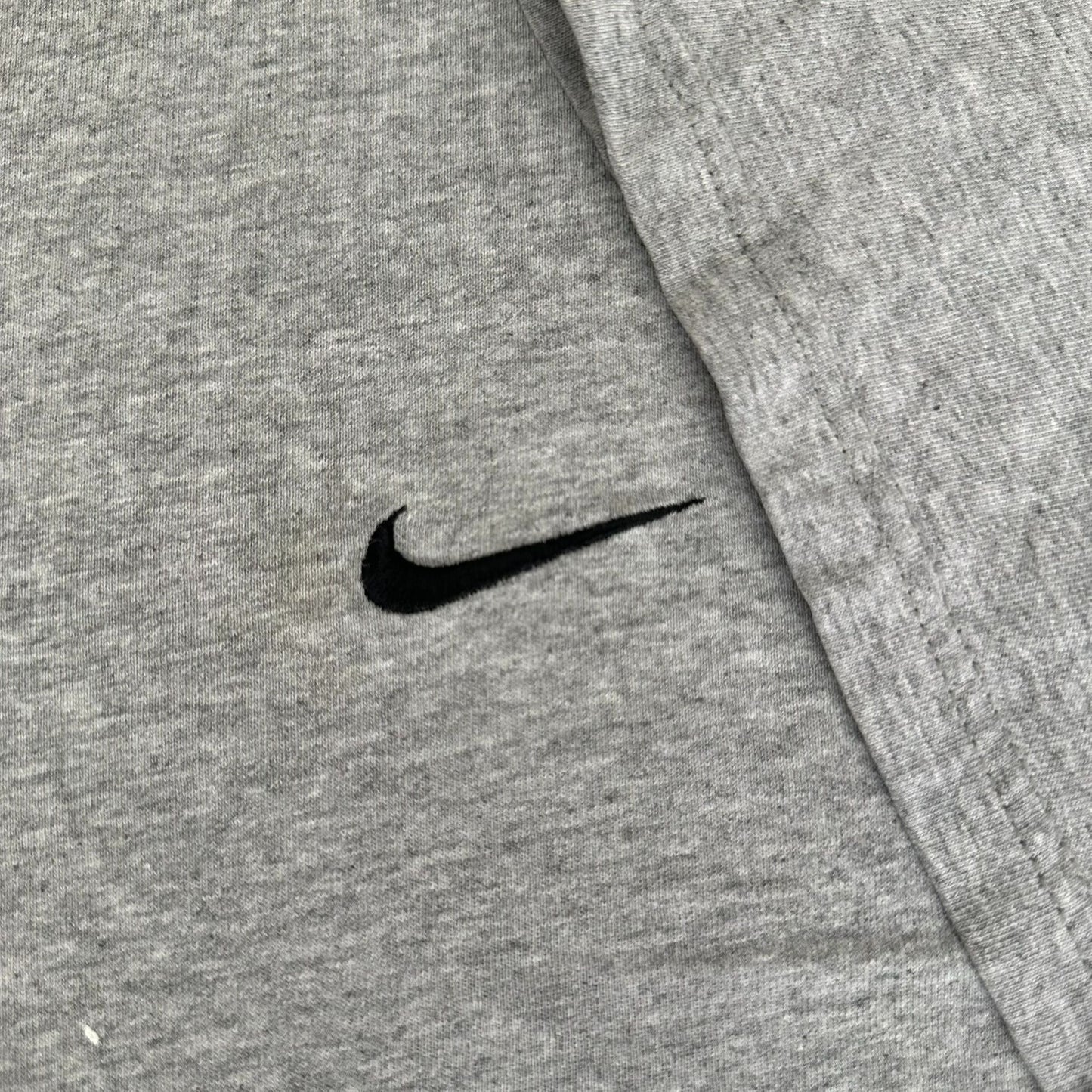 Vintage 90s Nike Mini Swoosh T-Shirt Gray L Embroidered Distressed Streetwear